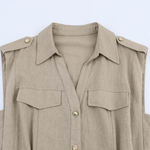 MYST&amp;ZA Women's <strong>Clothing</strong> 2025 Summer New Style Elegant Lapel Sleeveless Linen Blended Midi Dress 8741065 - Product Image 3