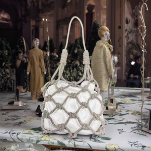 Borsa a mano in rete di cristallo con strass lucidi intrecciati a mano, design esclusivo, per uso quotidiano, da donna, fai da te, con strass in cristallo intrecciati - Product Image 2