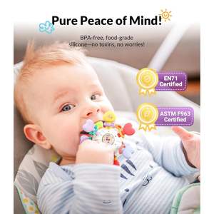 Infinno Safe Jouet pour bébé en silicone de qualité alimentaire sans BPA, multifonctionnel, inspiré de Montessori, beige, à mâcher - Product Image 4