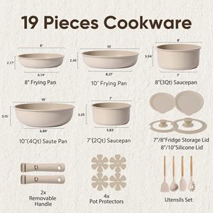 Detachable Handle <b>Cookware</b> <b>Set</b> Thickened Non-Stick Ceramic Flat Bottom Multi Functional Kitchenware For Household Use - Product Image 3