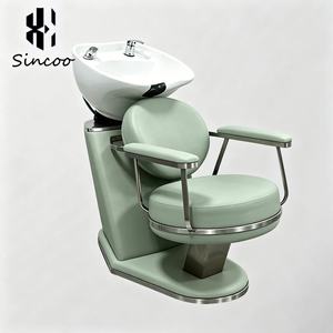 Custom Design Premium Hair Salon Shampoo Chair Ceramic Head Basin Gold-Plated Base Salon Shampoo Chair Barber Chair <b>Set</b> - Product Image 2