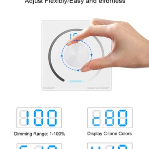 Núm điều khiển Bảng điều khiển và cảm ứng điều khiển từ xa <span class=keywords><strong>RF</strong></span> điều khiển từ xa PWM mờ 4 kênh điều khiển treo tường - Product Image 3