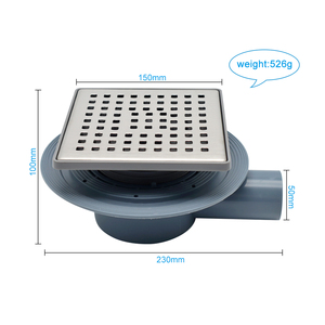 Piletta di <span class=keywords><strong>Scarico</strong></span> Quadrata per Doccia 15 x 15 cm Anti-Odore con Coperchio in Acciaio Inox 201 per Canale di Scolo Bagno - Product Image 6