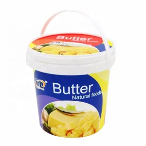 1kg Cream Cheese Container In PP Plastic With IML Printing Round Shape With Handle