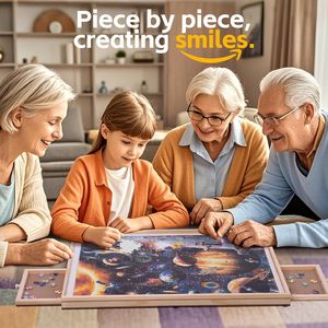 Table de présentation de puzzles en bois 2026 avec tiroirs, cadre rotatif à 360 degrés, plateau portable pour puzzles, boîte à ombre pour loisirs en famille - Product Image 5