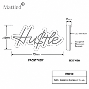 Enseigne néon LED « Hustle » – Décoration murale motiver pour la maison, le bureau, la chambre, la salle de sport, la « man cave » – Enseigne lumineuse - Product Image 3