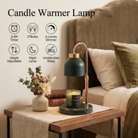 Lampe chauffe-bougie en métal 4 couleurs (noir, blanc, or, or rose) avec base en marbre, compatible avec les bougies en pot, en gobelet et en pilier