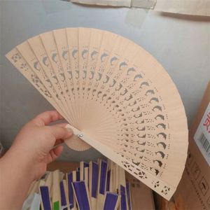 Abanico Plegable de Madera Ecológico Personalizado, Abanico de Bambú Tallado a Mano Estilo Pirámide, para Bodas, Cumpleaños, Fiestas y Manualidades - Product Image 6