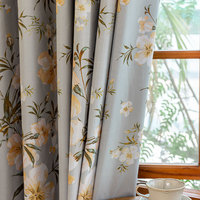 Rideau occultant à œillets en polyester, motif floral aquarelle pastoral, pour chambre et salon