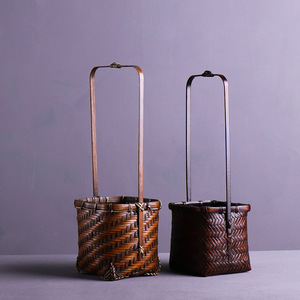 Bamboo Woven Flower Basket Premium Square Step By Step Natural Handmade Home Decoration - Product Image 2