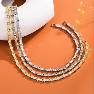 שרשרת כסף 2 טון מסוגננת עם זירקונציה גיאומטרית בעיצוב אלגנטי XX תכשיטים מינימליסטי למסיבת ללבוש יומיומי - Product Image 5