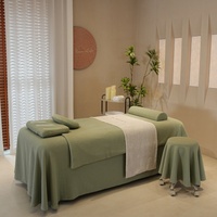 Housse de table de massage personnalisée verte à motif pied-de-poule, ensemble de draps de luxe pour table de massage