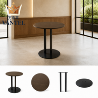 Table ronde moderne pour hôtel avec plateau en bois et base en métal pour hall d'hôtel, salon, café, restaurant, mobilier OEM