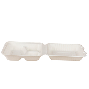 9 inch vỏ sò với 3 ngăn phân hủy sinh học & compostable bã mía container thực phẩm dùng một lần ăn trưa hộp - Product Image 4