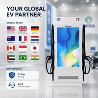 Chargeur EV DC-DC MIDA 120 kW avec écran tactile 7 pouces et écran large 4K 55 pouces à température contrôlée, compatible CCS2, CCS1, NACS, OCPP 1.6/2.0, station commerciale solaire