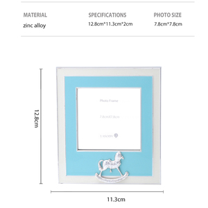 Marco de Fotos para Bebé de Aleación de Zinc, Diseño de Caballo Balancín, Mi Primer Año, Decoración para Cuarto de Bebé, Color Azul, Marco para Fotos de 3 Pulgadas, Regalo de Navidad para Recién Nacidos, Decoración para Habitación Infantil - Product Image 2
