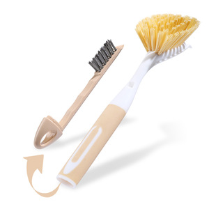 Bamboo Pot Scrubber Long Handle Anti Scratch Kitchen Cleaning <b>Brush</b> For Non Stick Pans And Stovetop - Product Image 3