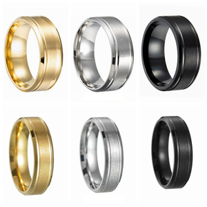Estilo Clássico Simples 6mm 8mm Wide <span class=keywords><strong>Brushed</strong></span> <span class=keywords><strong>Gold</strong></span> Plated Stainless Steel Matte <span class=keywords><strong>Ring</strong></span> para Homens Mulheres Wedding Bands <span class=keywords><strong>Ring</strong></span> Jóias - Product Image 2