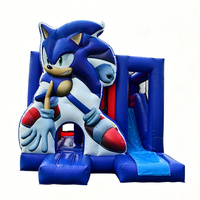 Castillo Inflable Sonic Económico para Adultos y Niños, Mini Combo Jumper con Aro de Baloncesto, Certificado CE, 13x13 Pies, Capacidad para 10 Personas