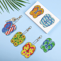 12 pièces bricolage 5d perceuse complète diamant peinture porte-clés Kit tongs porte-clés enfants porte-clés ensemble diamant Art cadeaux porte-clés