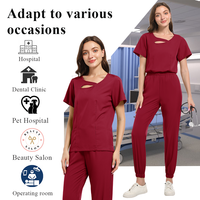 À la mode Logo Personnalisé Tissé À Manches Courtes Pharmacie Femmes Dentaire Médical Travail Porter Soins Infirmiers Hôpital Uniformes Scrubs Ensembles