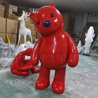 Sculpture personnalisable grand format pour décor de parc, statue d'ours animal de dessin animé grandeur nature en fibre de verre, figurine peinte à vendre
