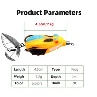 Leurre de pêche grenouille creux 4,5 cm 7,2 g avec lame rotative et double hameçons pour la pêche au bar et au poisson-serpent