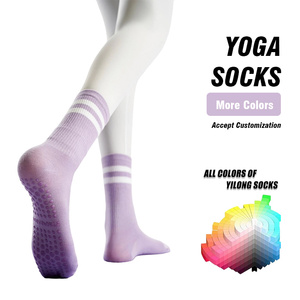 Của phụ nữ chuyên nghiệp thể thao vớ anit trượt Silicone dưới mid-bê dệt kim Crew Yoga Pilates khiêu vũ thể dục thể thao trong nhà vớ - Product Image 1