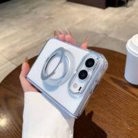 Étui de protection transparent magnétique rotatif avec anneau pour iPhone DUO, dégradé, antichoc, compatible avec les téléphones pliables