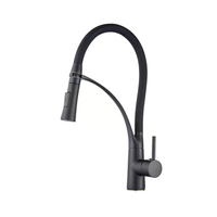 Robinet extractible en laiton chromé 360 °   Robinet de cuisine à cartouche céramique à double flux d'eau anti-brûlure rotatif