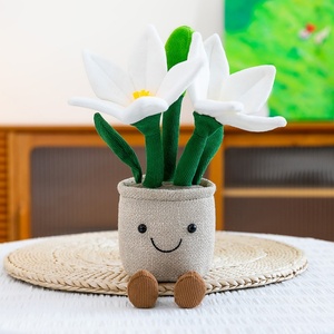 Peluche Kawaii a Forma di Giglio Rosa con Gambe Pendenti e Faccina Sorridente, Decorazione Estetica da Scrivania, Regalo per Adolescenti - Product Image 2