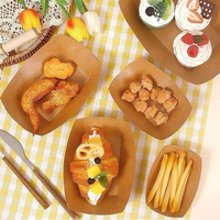 Barquette alimentaire jetable en carton kraft pré-assemblée résistante à l'huile, pour barbecue, restauration, vente à emporter, emballage en papier imprimé