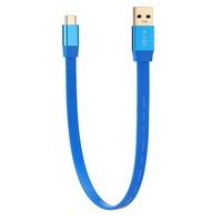 Kabel Data Ultra Tipis USB 3.0 Tipe-A Male ke USB-C Tipe-C Male Biru 10Gbps untuk Laptop Komputer Disk SSD Kamera