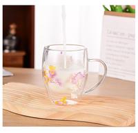 Tasse en verre à double paroi à haute teneur en borosilicate faite à la main