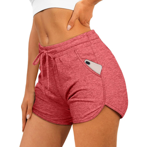 Shorts en coton tricoté uni pour femmes, avec taille élastique douce et ouverture des jambes décontractée pour un confort tout au long de la journée - Product Image 1