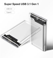 Boîtier de disque dur transparent Justlink 2,5 pouces USB 3.0 Type C 5 Gbps SATA HDD SSD ultra-fin 9,5 mm pour ordinateur portable PC
