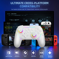 Control Inalámbrico con Funciones Completas de 800 mAh para Switch/PC, Joystick con Luces LED RGB y Motor de Vibración, Compatible