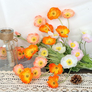 Bouquet de fleurs artificielles de pavot floqué, facile à obtenir, fleurs en soie de 100 cm à 200 cm, pour décoration de mariage, de maison et accessoires de photographie - Product Image 3