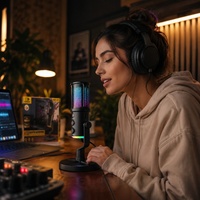 Microphone de bureau pour jeux vidéo à angle réglable, pour streaming et chat, Kmp-171, qualité studio, microphone de jeu