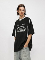 T-shirt universel personnalisé à manches courtes épissé lourd haut moto vintage hommes à manches courtes course vent lâche à manches courtes