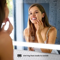 Modern Simple Thermostatic Waterproof Smart Voice Function Mirror Make Up Led Mirror High Definition Intelligent Bathroom Mirror