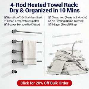 Toallero Eléctrico Calefactado de Pared, de Acero Inoxidable, con Pantalla Táctil LED Digital, Personalizable, para Baño de Hotel - Product Image 5