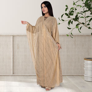 ラマダン<span class=keywords><strong>2025</strong></span>新デザイン月光Oepn Abayaカスタム卸売シマーシルクサテンアバヤヒジャーブ付き - Product Image 3