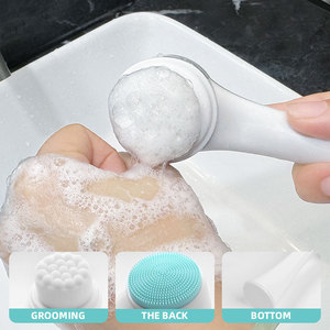 فرشاة وجه سيليكون بتصنيع المعدات الأصلية وتصنيع التصميم الأصلي، فرشاة تنظيف وجه مزدوجة 2 في 1 من النايلون والسيليكون متعددة الوظائف - Product Image 5