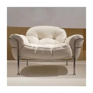 现代豪华休息室扶手椅，带奥斯曼口音，独立躺椅，真皮客厅放松椅