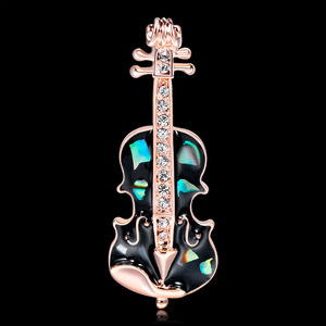 Spilla a Forma di Violino con Strass e Intarsi Iridescenti per <span class=keywords><strong>Giacche</strong></span> e Sciarpe da Donna, 39mm, 4 Colori - Product Image 2