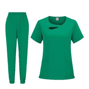 Women's Slim Fit Medical Uniform Scrub Set Moisture Wicking Knitted Hospital Nurse Work Clothes Split Design S XXL - Product Image 5