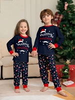 Tenues de Noël pour la famille, ensemble de pyjamas assortis, cadeaux pour garçons et filles, pyjamas de Noël à manches longues, ensemble de vêtements de nuit avec chapeau de Noël et motif de renne