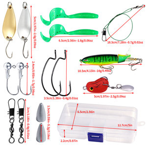 Kit de Señuelos de Pesca Portátiles al por Mayor para Agua Dulce y Salada, con Hélices de Superficie, Señuelos Duros, Gubias Blandas, Gusanos, Anzuelos y Caja de Aparejos - Product Image 5