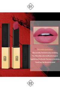 Rouge à lèvres mat longue durée 16 couleurs Pointe en losange Petite barre d'or Cosmétiques pour les lèvres Confortable Non-séchant Rouge à lèvres végétalien - Product Image 3